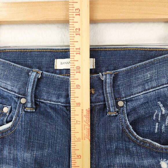Banana Republic Jeans Womens 27 Blue Boyfriend Distressed Mid Rise Stretch Denim - Picture 5 of 13